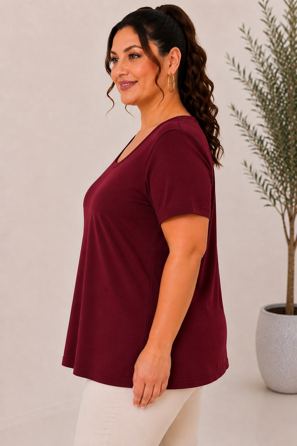 G511 - Kadın Büyük Beden Kare Yaka Kısa Kol Bluz