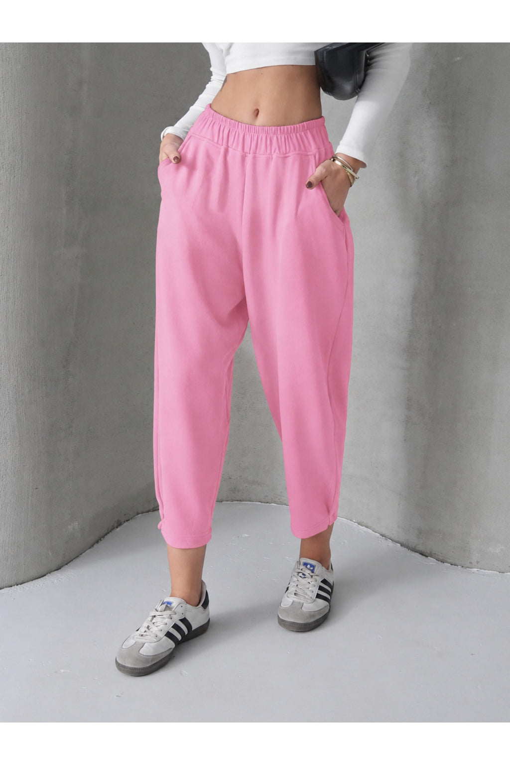 PWG0908251727 - Kadın Skye Yumuşak Modal Paça Tutturmalı Pantolon - Pembe