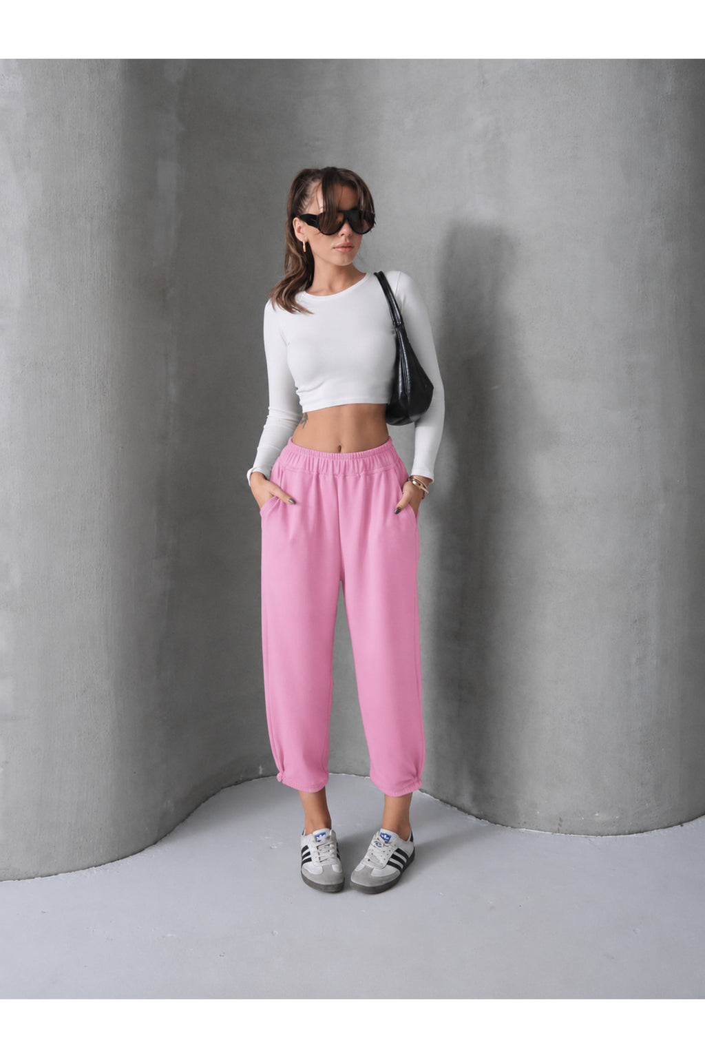 PWG0908251727 - Kadın Skye Yumuşak Modal Paça Tutturmalı Pantolon - Pembe