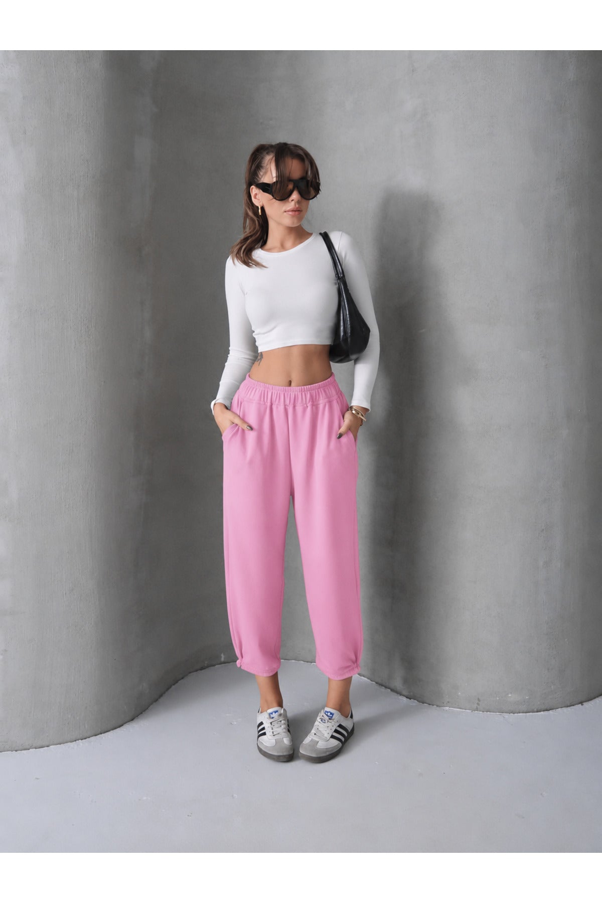 PWG0908251727 - Kadın Skye Yumuşak Modal Paça Tutturmalı Pantolon - Pembe