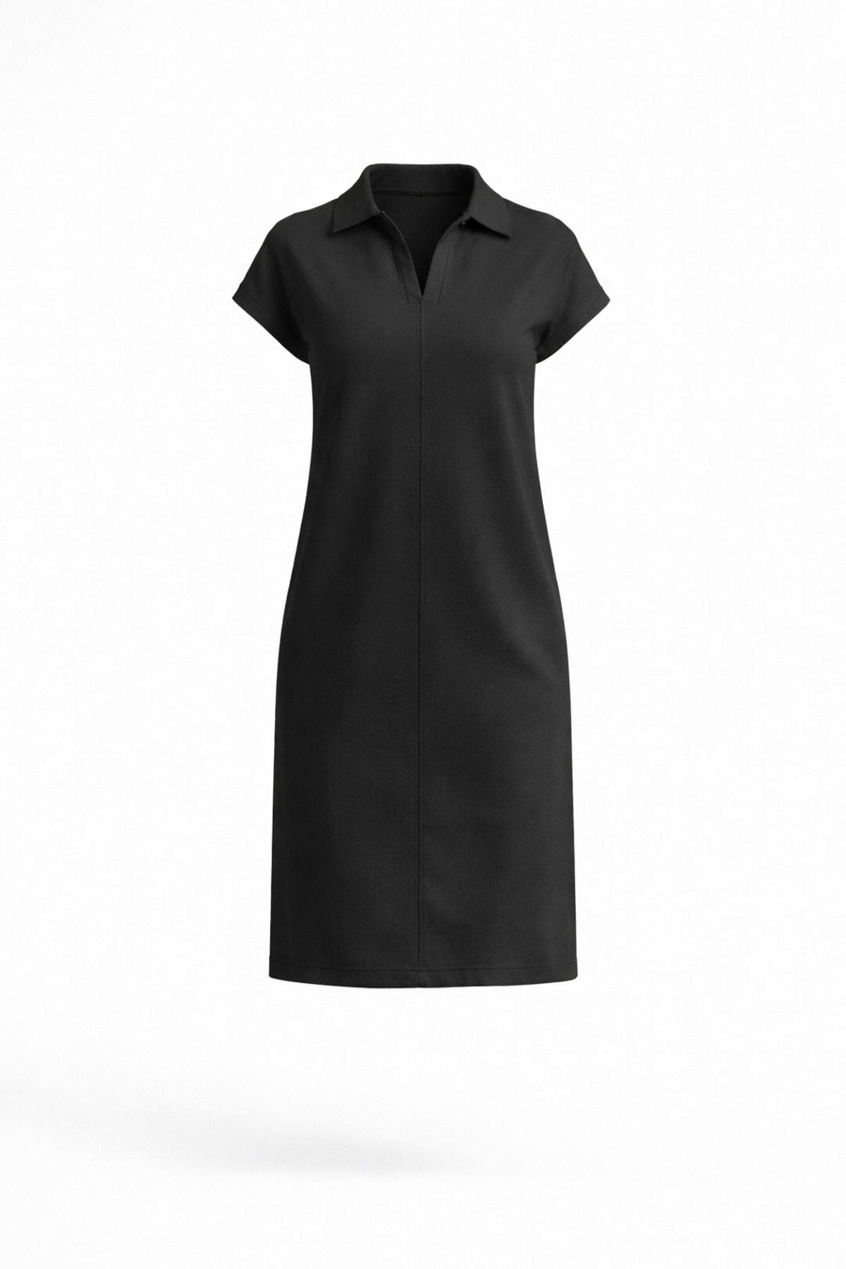 PWG1004250151 - Kadın Penny Polo Yaka Cepli Elbise - Soft Modal Kumaş - Siyah
