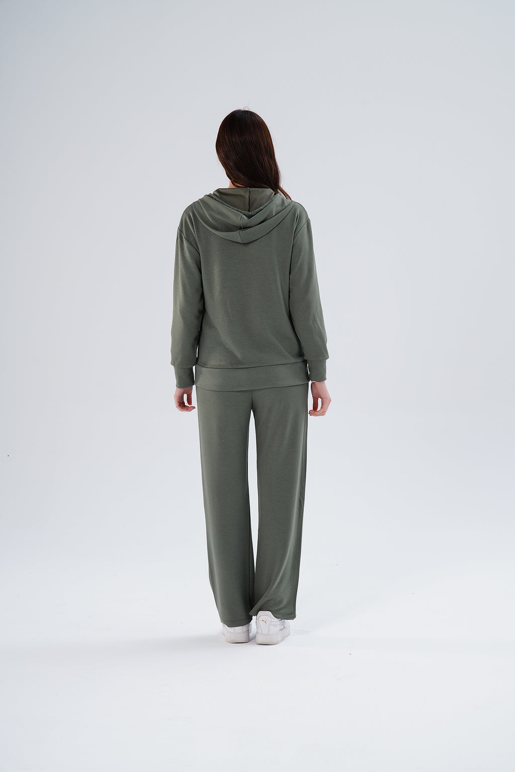 PWG1401261344 - Kadın Meşhur Yüksek Kalite Büyük Beden Modal Kumaş Ceketli Alt-Üst Takım - 1002 - Haki