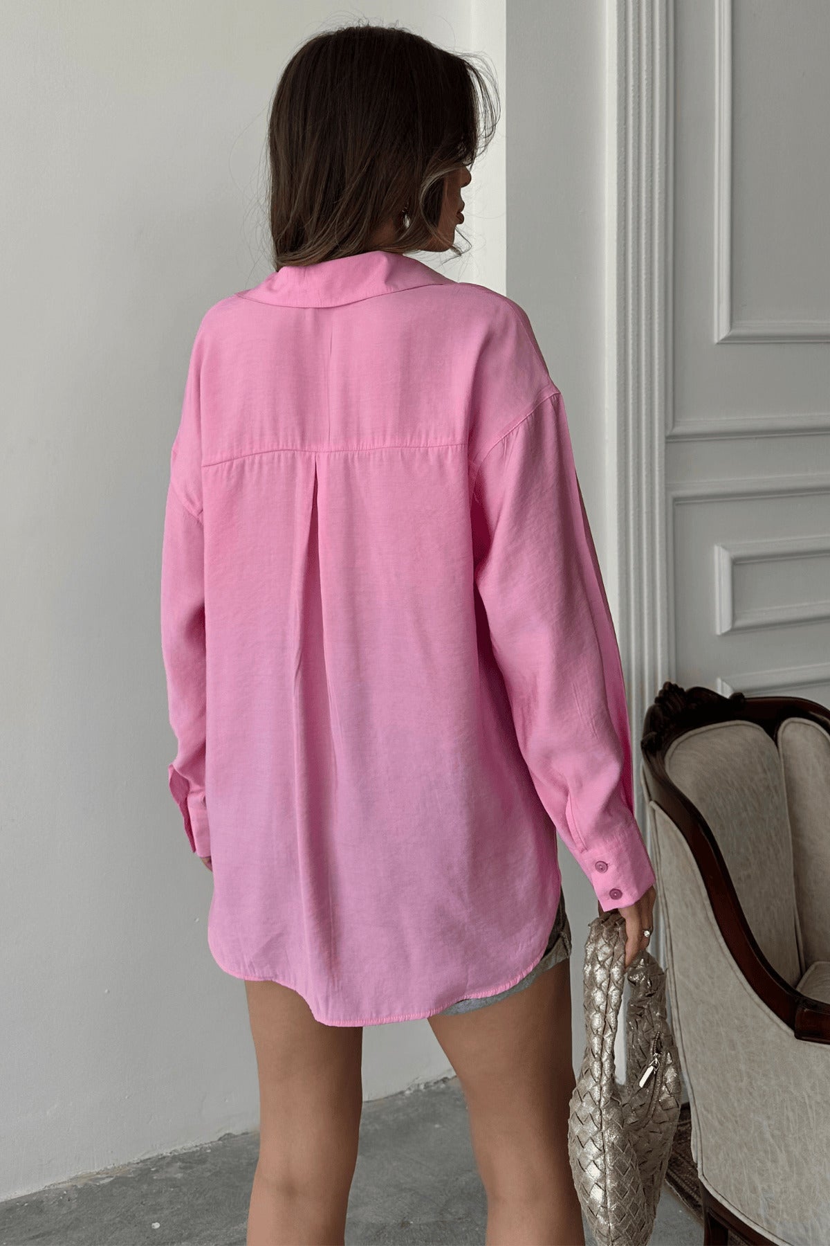 PWG1504250126 - Kadın Freya Modal Kumaş Oversize Gömlek - Pembe