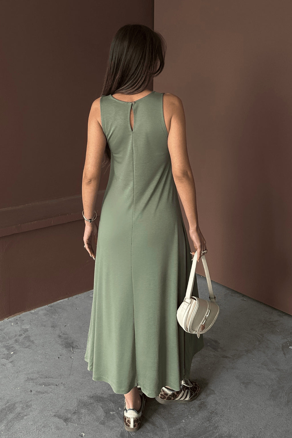 PWG1504251825 - Kadın Eleanor Yeşil Modal Pike Kumaş Maxi Yazlık Elbise - Mint