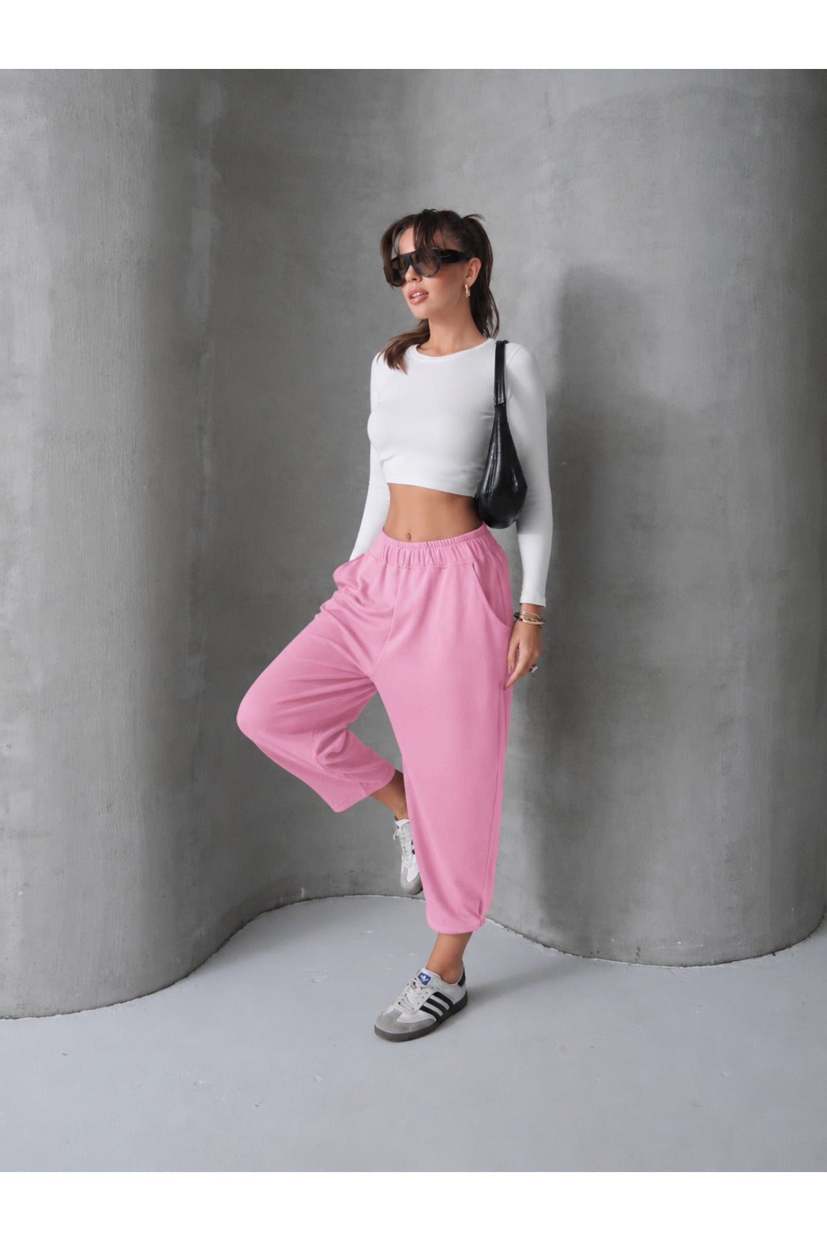 PWG0908251727 - Kadın Skye Yumuşak Modal Paça Tutturmalı Pantolon - Pembe