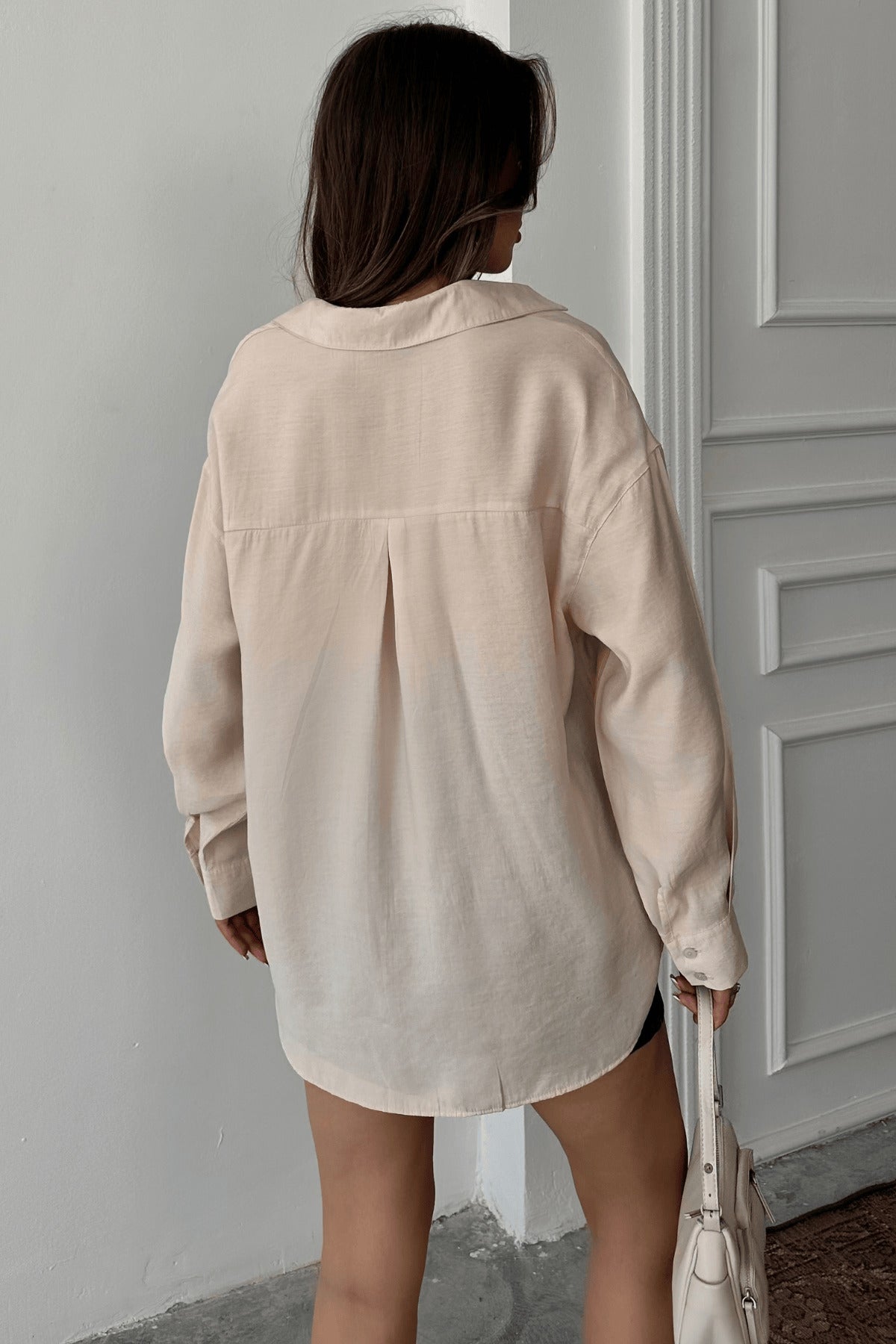PWG1504250126 - Kadın Freya Modal Kumaş Oversize Gömlek - Taş