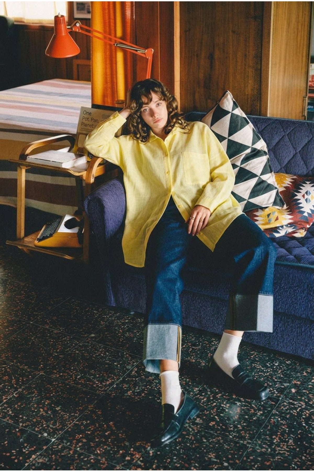 PWGPERRY - Kadın Perry Keten Gömlek Oversize - Sarı