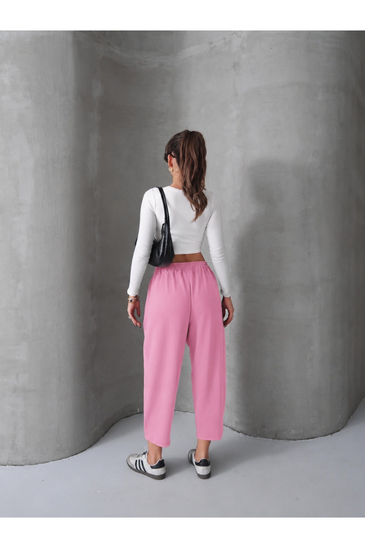 PWG0908251727 - Kadın Skye Yumuşak Modal Paça Tutturmalı Pantolon - Pembe