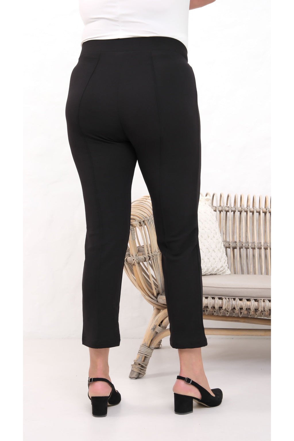 PWG909241317 - Likralı Büyük Beden Dar Paça Pantolon, 4 Mevsim, Vücudu Toplayan Pantolon - SİYAH