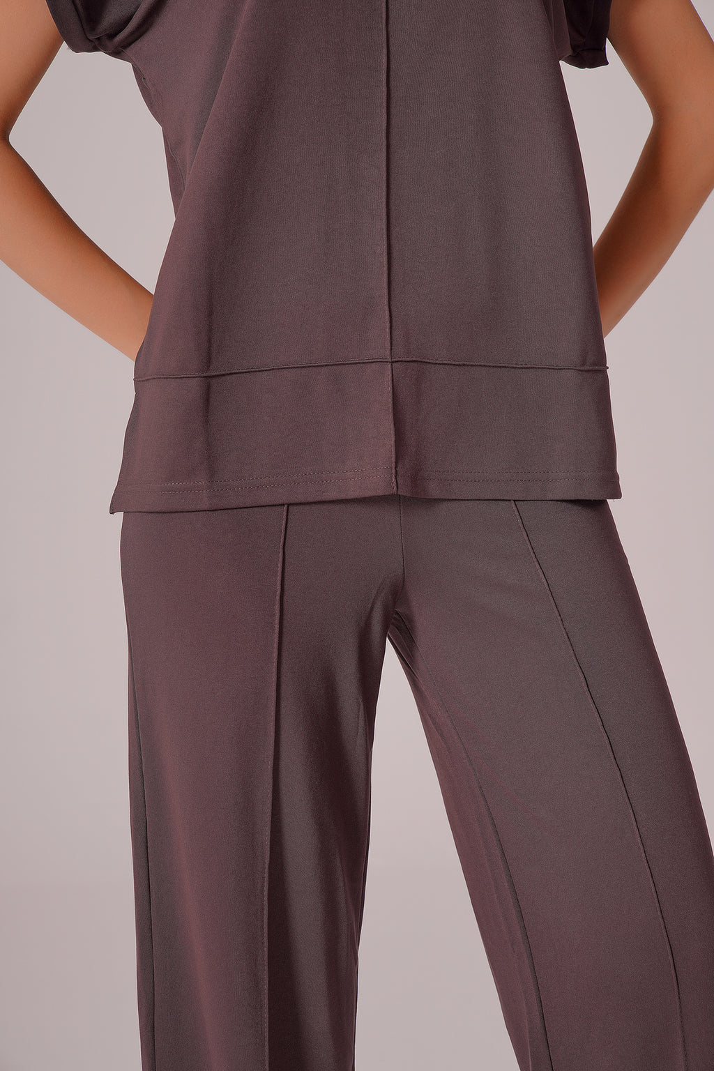 PWG0907251756 - Kadın Meadow Modal Çimalı T-shirt-Pantolon Takım - Kahverengi