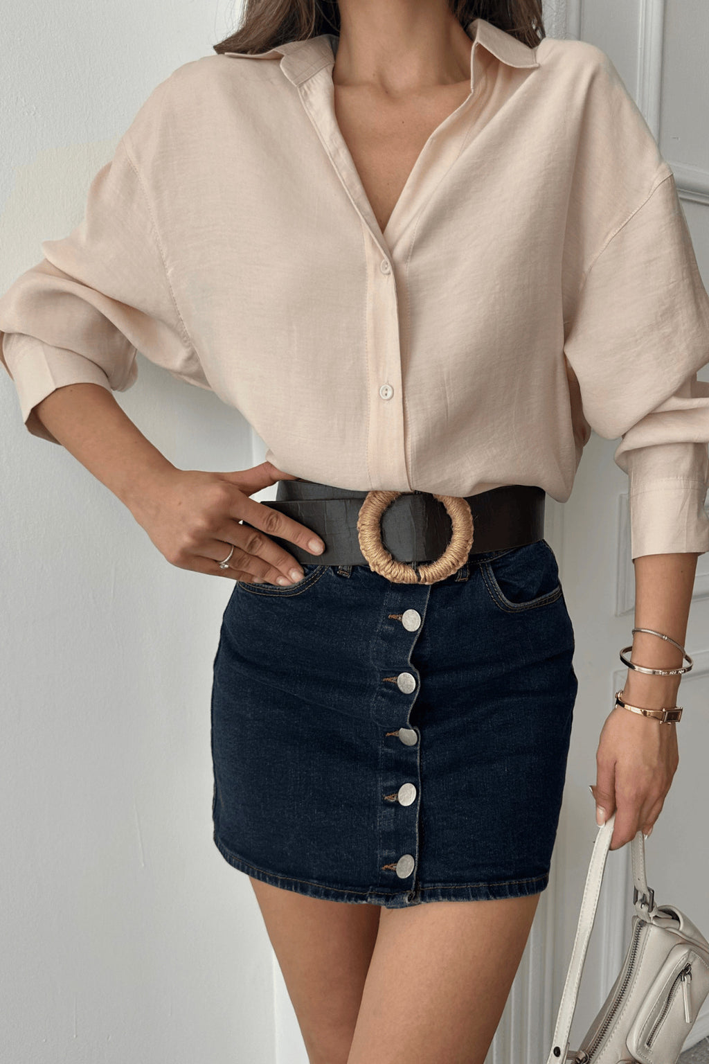PWG1504250126 - Kadın Freya Modal Kumaş Oversize Gömlek - Taş