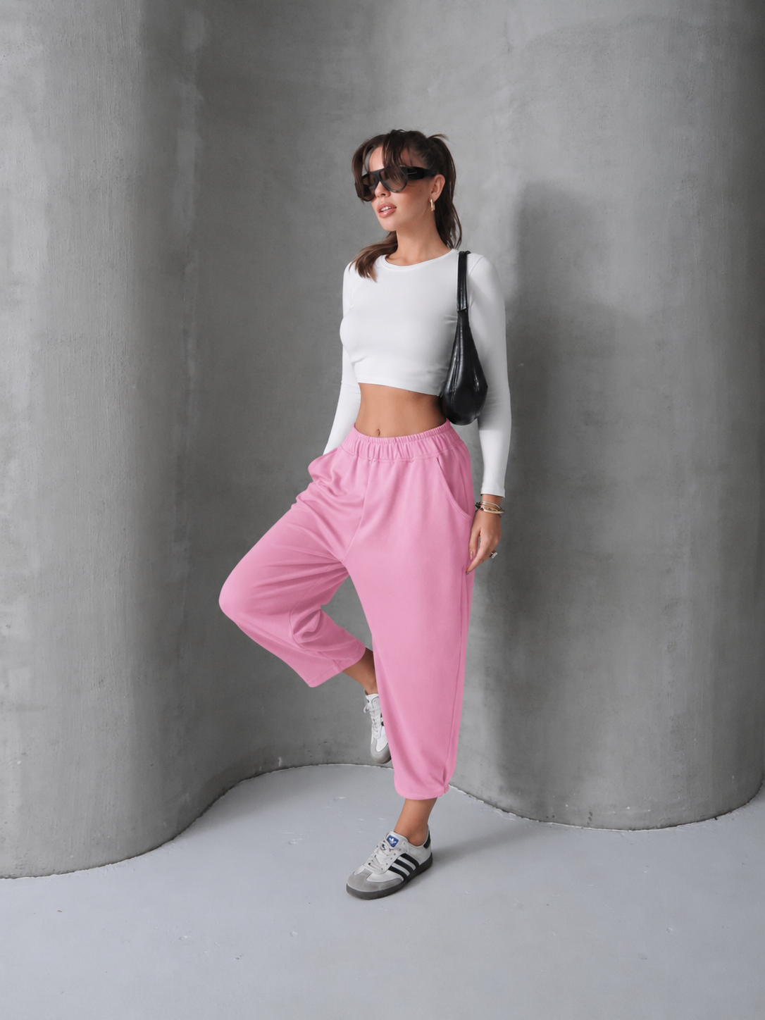 Y195 - Kadın Skye Yumuşak Modal Paça Tutturmalı Pantolon - Pembe