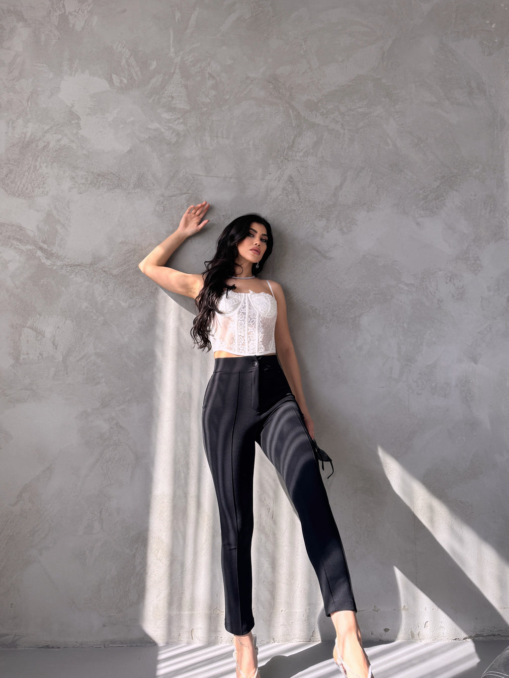 Diane Çımalı Dar Paça Pantolon - Siyah
