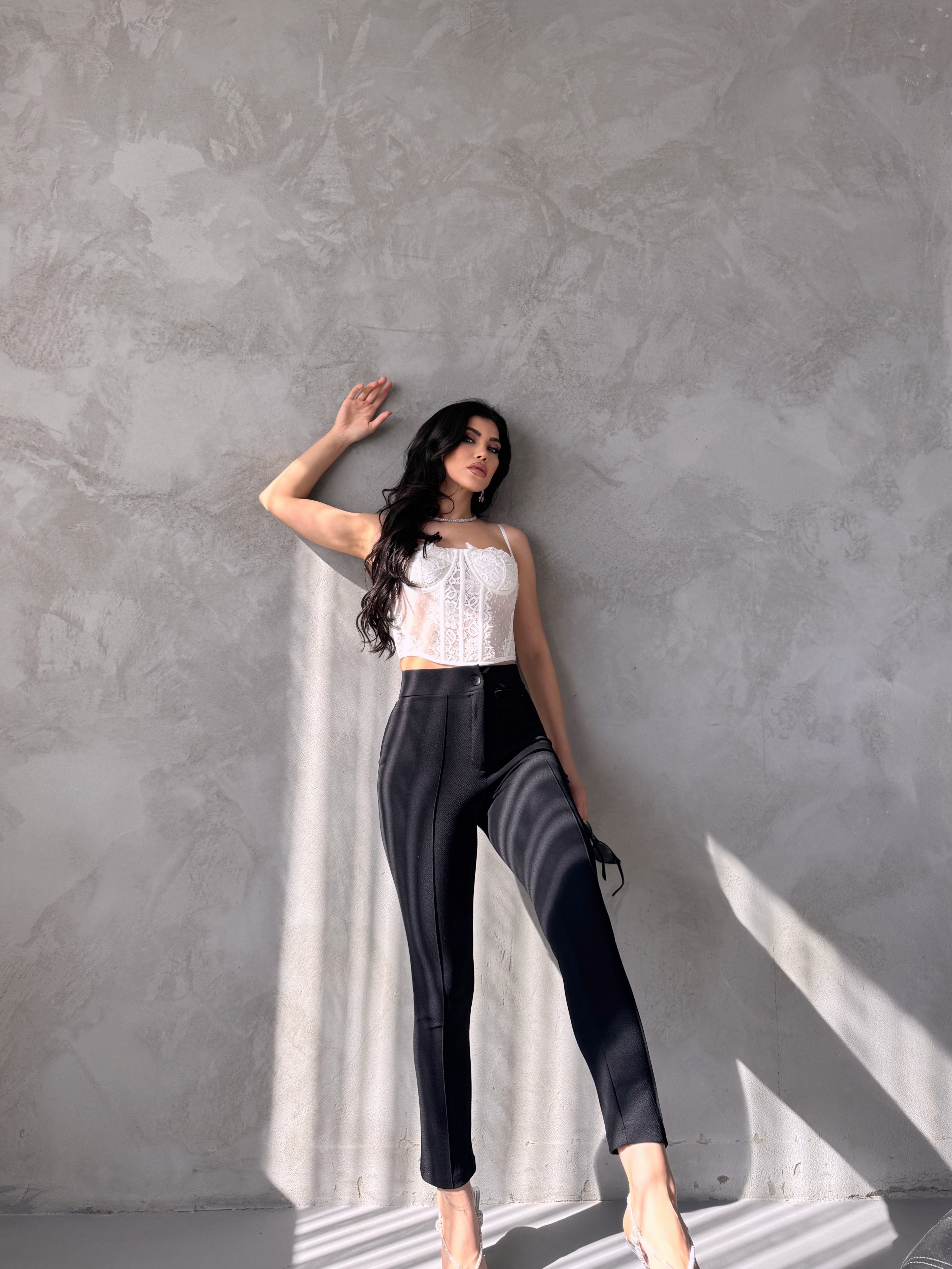 Diane Çımalı Dar Paça Pantolon - Siyah
