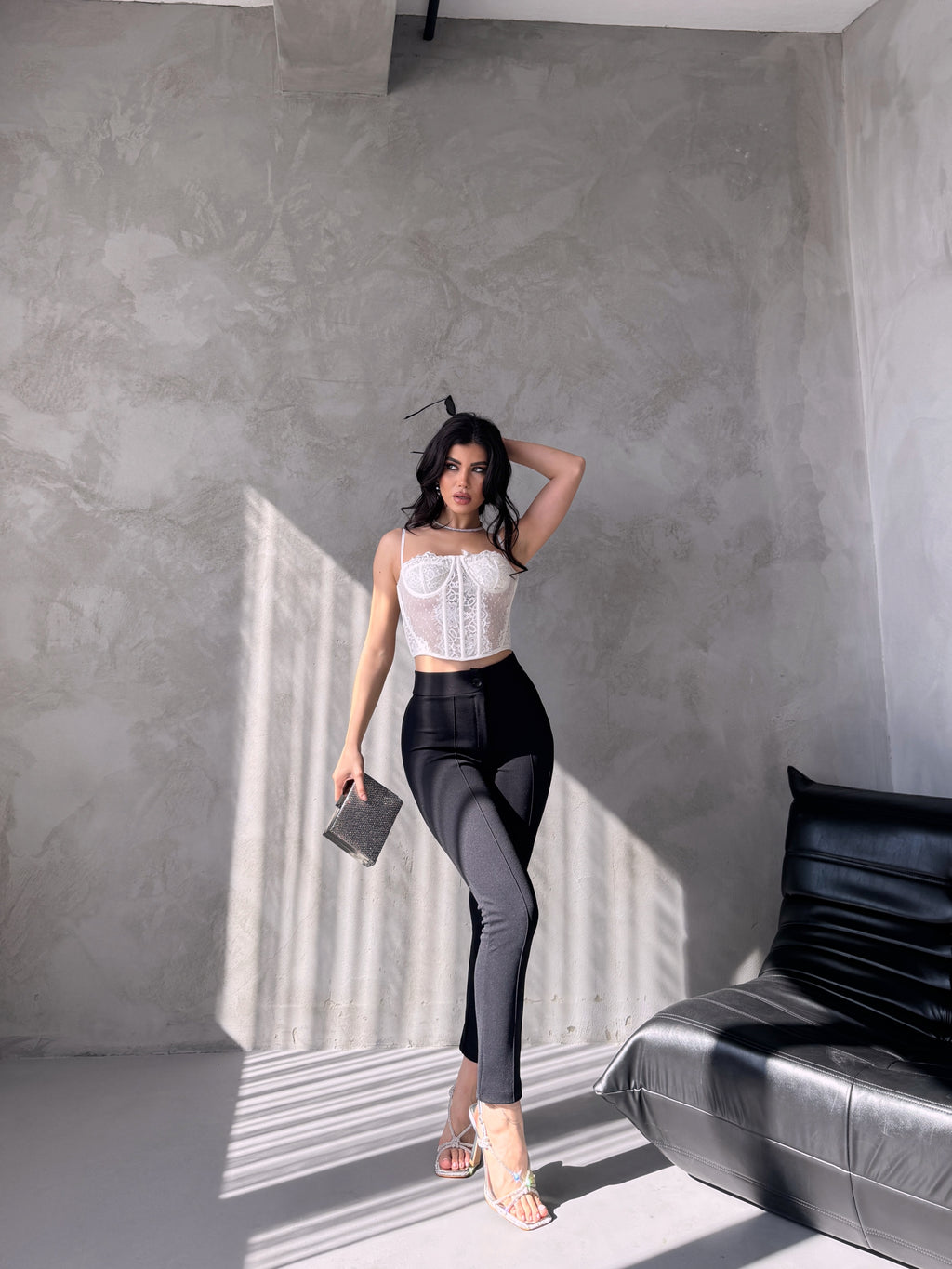 Diane Çımalı Dar Paça Pantolon - Siyah