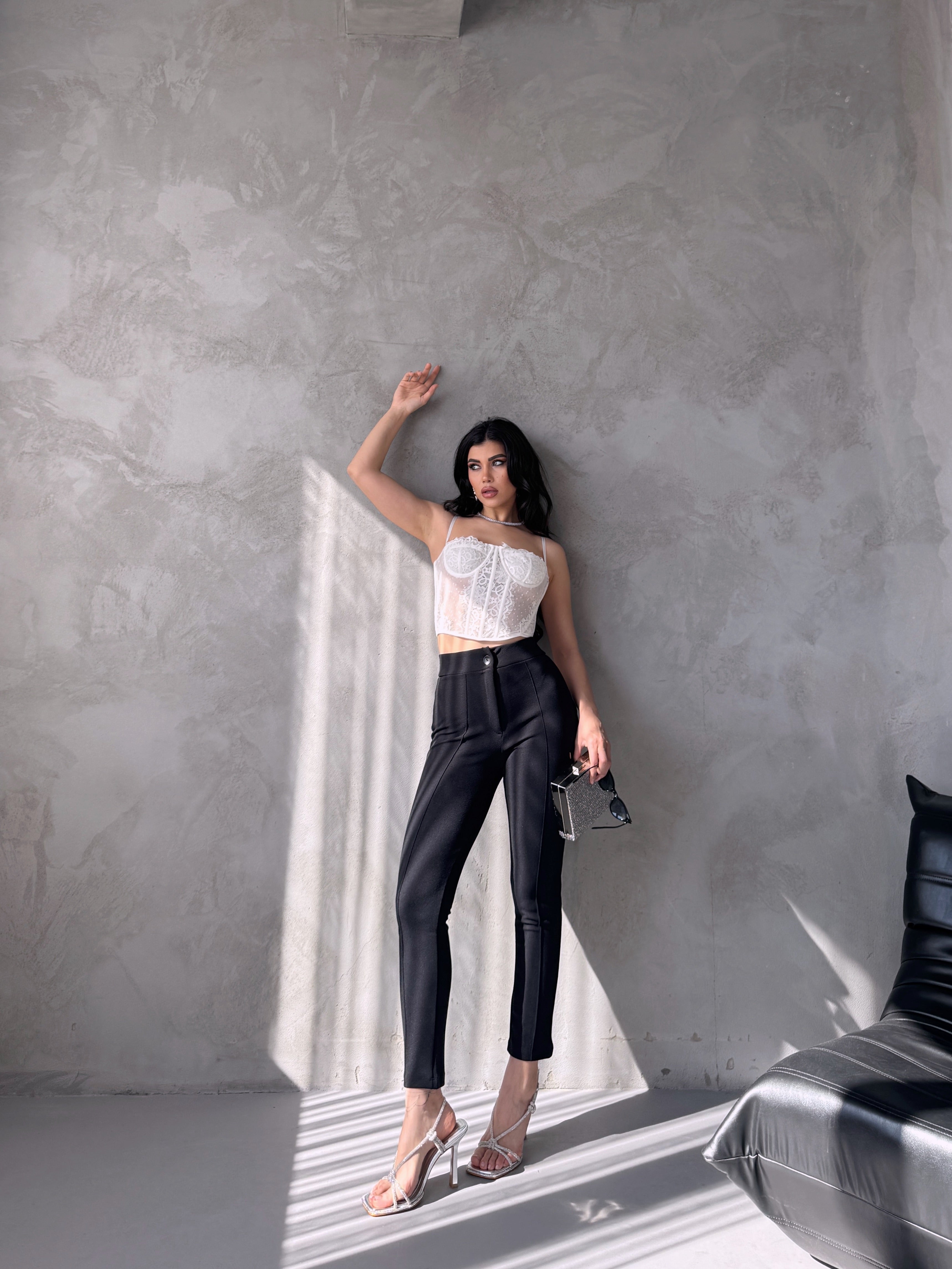 Diane Çımalı Dar Paça Pantolon - Siyah
