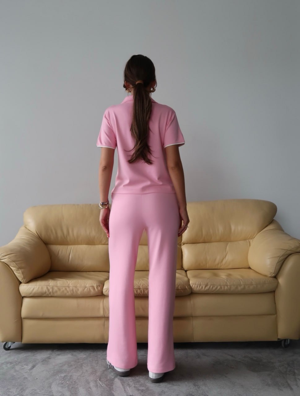 Y225 - Kadın Maribel Modal Kumaş Polo Yaka Takım - Pembe